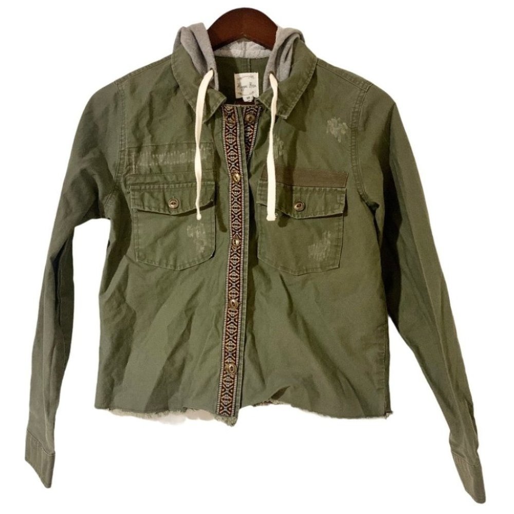Hippie Rose Army Green Embroidered Crop Jacket!